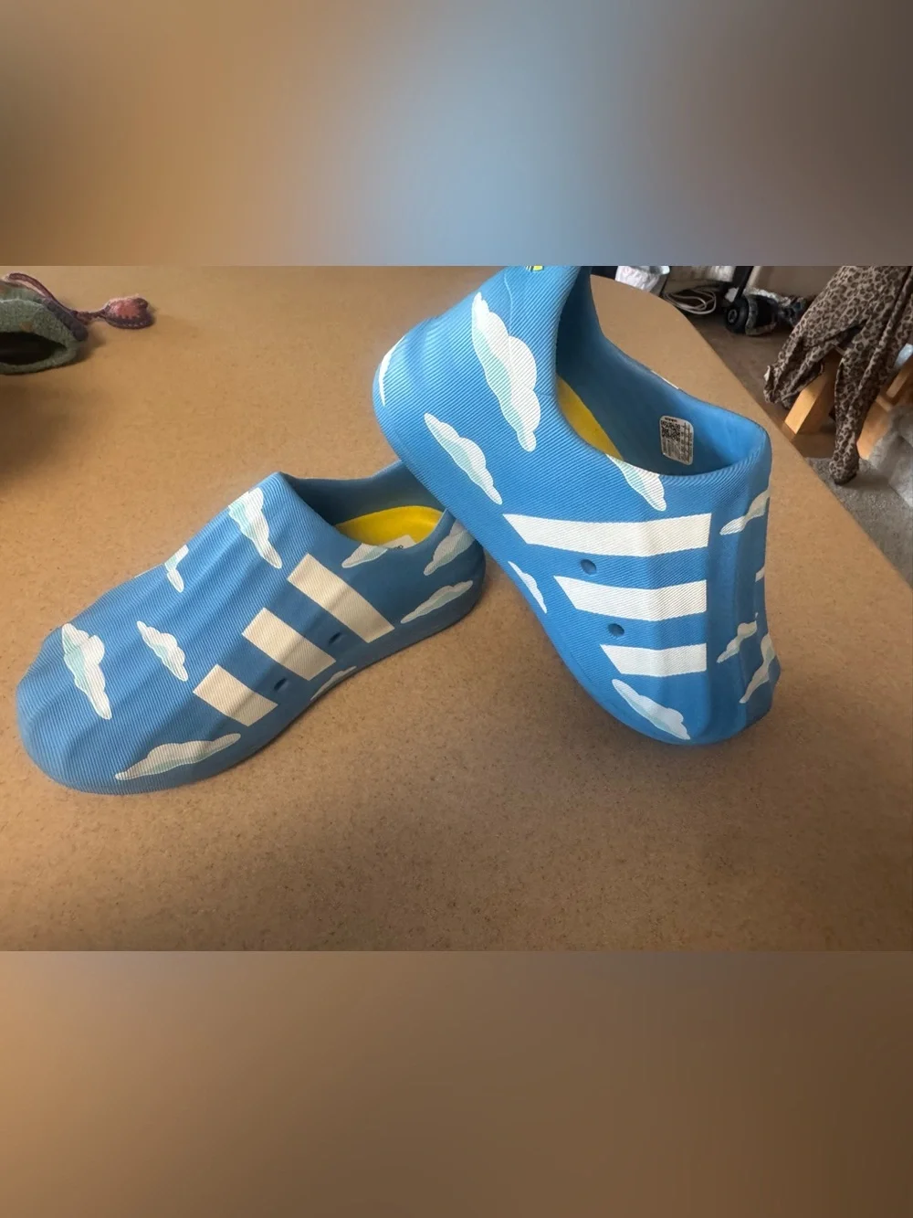 adidas Kids Slip-On Sneakers in Blue with White Cloud Print